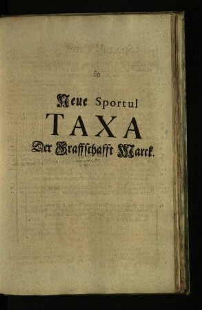 Neue Sportul-Taxa der Graffschafft Marck