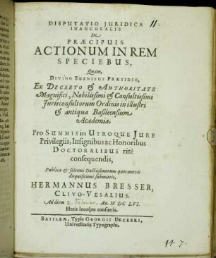 Disputatio Iuridica Inauguralis De Praecipuis Actionum In Rem Speciebus