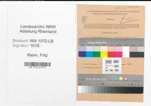 Entnazifizierung Fritz Kleim , geb. 28.12.1889 (Buergermeister)