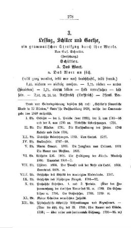 Lessing, Schiller und Goethe, ein grammatischer Streifzug durch ihre Werke