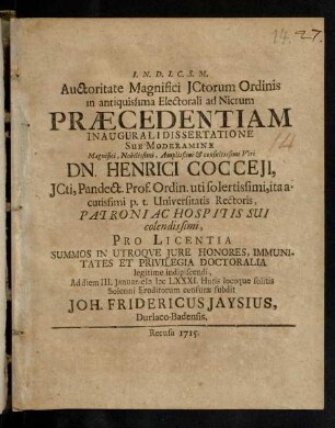 1-22, Praecedentiam