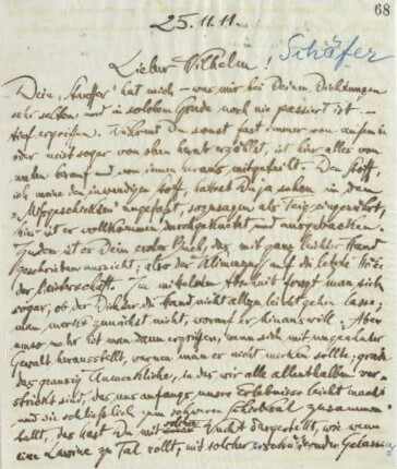 Brief an Wilhelm Schäfer
