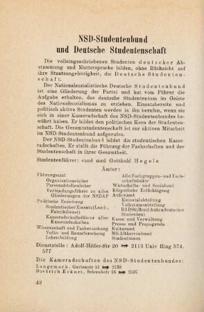 42-43, NSD-Studentenbund und Deutsche Studentenschaft