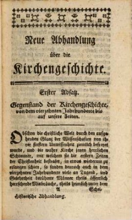 Historische Abhandlung über die Kirchen-Geschichte