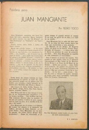 Palabras para Juan Mangiante