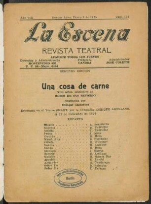 Una cosa de carne : tres actos