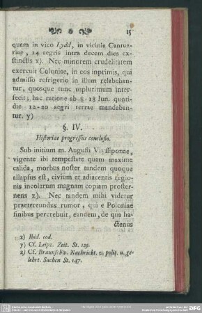 §. IV. Historiae progressus conclusio