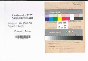 Entnazifizierung Anton Dohmen, geb. 22.07.1907 ()