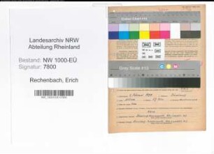 Entnazifizierung Erich Rechenbach, geb. 02.02.1899 (Verw.Gehilfe)