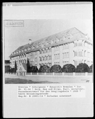 Fassadenentwurf für das Säuglingsheim Schulgasse