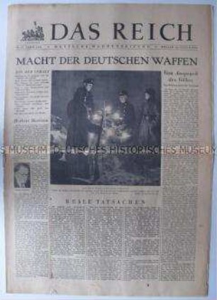 Wochenzeitung "Das Reich" mit einem propagandistischen Bildbericht über die "öffentliche Meinung in den USA"