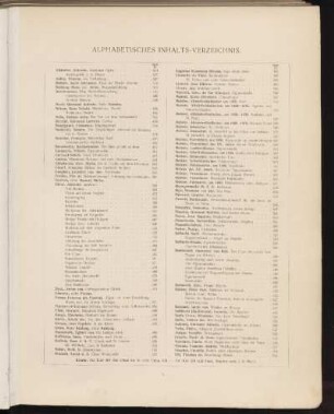 Alphabetisches Inhalts-Verzeichnis.