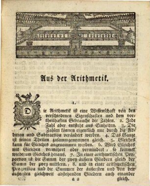 Mathematische Sätze, welche in der Churbajerisch-Militarischen Akademie ... in einer öffentlichen Prüfung nach ordentlicher Lehrart zu beantworten sich anerbiethen. 1768