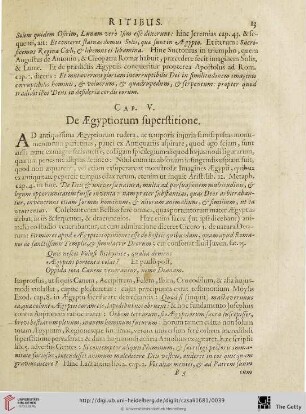 Cap. V: De Aegyptiorum superstitione.