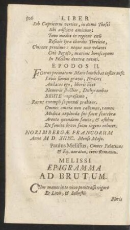 Melissi Epigramma Ad Brutum.