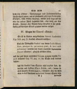 IV. Wegen der Hazard-Spiele.