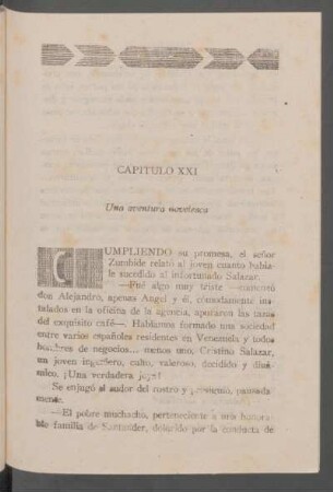 Capítulo XXI - Una aventura novelesca