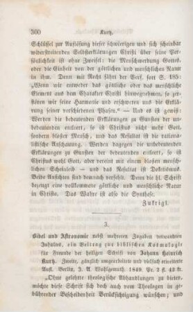 300-312 [Rezension] Kurtz, Johann Heinrich, Bibel und Astronomie, nebst mehrern Zugaben verwandten Inhaltes