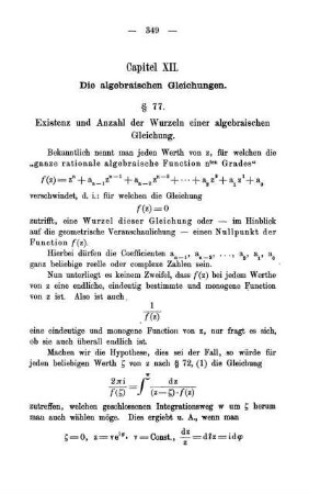 Cap. XII - XIV. Die algebraische Gleichungen. Grenzwerthe der Functionen. Integration der irrationalen algebraischen Functionen.