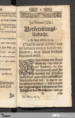 Vorbereitungs-Andacht.
