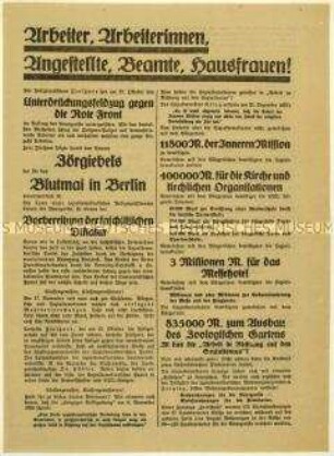Flugblatt der KPD gegen die SPD und Aufruf zur Leipziger Stadtverordnetenwahl 1929