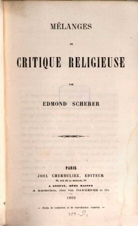 Mélanges de critique religieuse