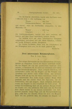 Zwei interessante Metamorphosen