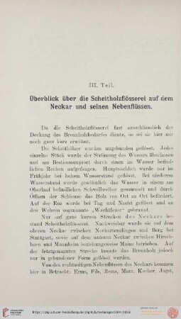 Überblick über die Scheitholzflösserei auf dem Neckar und seinen Nebenflüssen