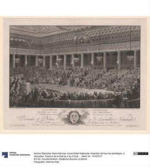Assemblée Nationale, Abandon de tous les privilèges, à Versailles, Séance de la Nuit du 4 au 5 Aout 1789