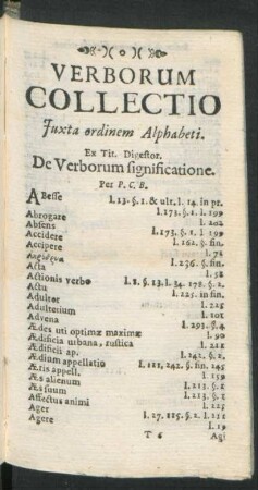 Verborum Collectio Iuxta ordinem Alphabeti.