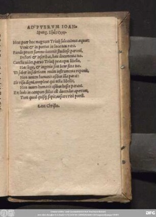 Ad Puerum Ioan. Spang.