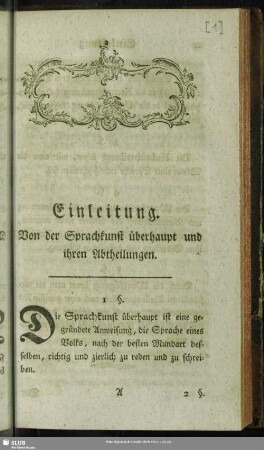 Einleitung. Von der Sprachkunst überhaupt und ihren Abtheilungen