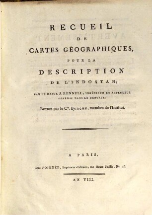 Recueil De Cartes Géographiques Pour La Description De L'Indostan, 0. Recueil De Cartes Géographiques Pour La Description De L'Indostan