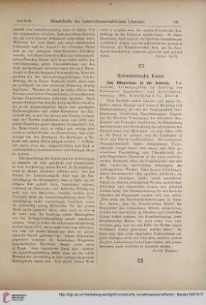 [Rezension von: Das Bürgerhaus in der Schweiz. Ein Aufruf]