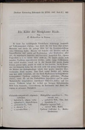 Die Käfer der Mosigkauer Haide.