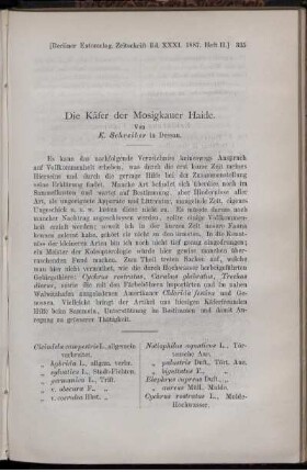 Die Käfer der Mosigkauer Haide.