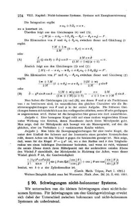 § 90. Schwingungen nicht-holonomer Systeme.