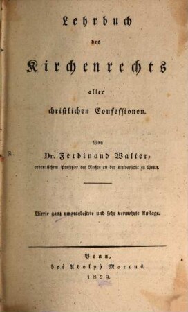 Lehrbuch des Kirchenrechts aller christlichen Confessionen