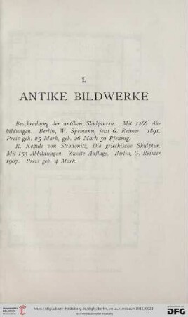 I. Antike Bildwerke