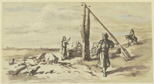 Ziehbrunnen in Landschaft