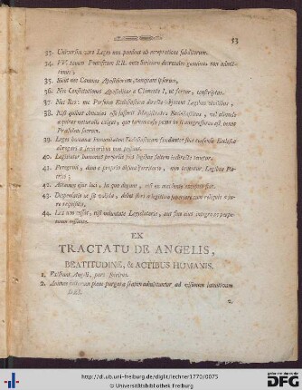 Theses Ex Tractatu De Angelis, Beatudine, Et Actibus Humanis.