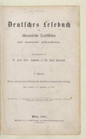Bd. 5: [Band 5, [Schülerband]]