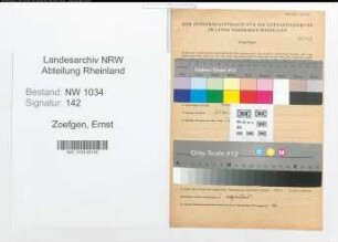 Entnazifizierung Ernst Zoefgen , geb. 24.11.1909 (Stabsfeldwebel)