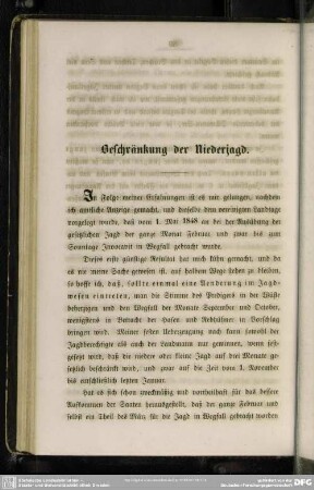 Beschränkung der NIederjagd