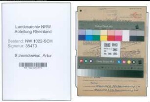 Entnazifizierung Artur Schneidewind , geb. 10.10.1899 (Verwalter)