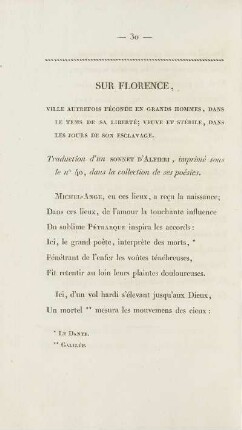 Sur Florence, Ville Autrefois Féconde En Grands Hommes, Dans Le Tems De Sa Liberté; ...
