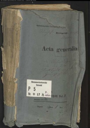 Belegakte zu den Zivilstandsregistern der Juden mit den Orten Beringhausen, Canstein, Giershagen, Heddinghausen, Leitmar, Madfeld, Marsberg, Niedermarsberg, Obermarsberg, Padberg und Udorf (H 1860-1875 Bd.3)
