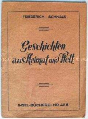 Kommunistische Tarnschrift über die sowjetische Landwirtschaft im Umschlag eines Heftes mit Heimatgeschichten