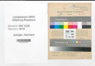 Entnazifizierung Hermann Juenger , geb. 02.01.1899 (Angestellter)