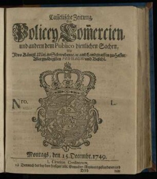 Nro. L, Montags, den 15. Decembr. 1749